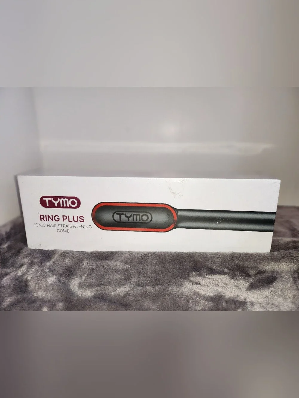 TYMO Ring Plus Ionic Hair Straightening Comb — Black with Red Accent